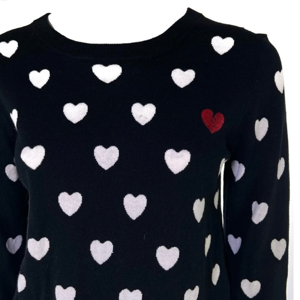 FCUK black & white "broken heart" print crewneck sweater (like new)